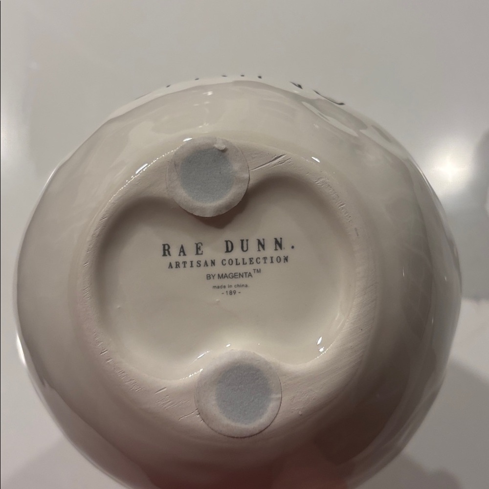 Rae Dunn “HAPPY SPRING” Cream & Black Ceramic Egg w Pink Ribbon… NWT - Picture 5 of 5